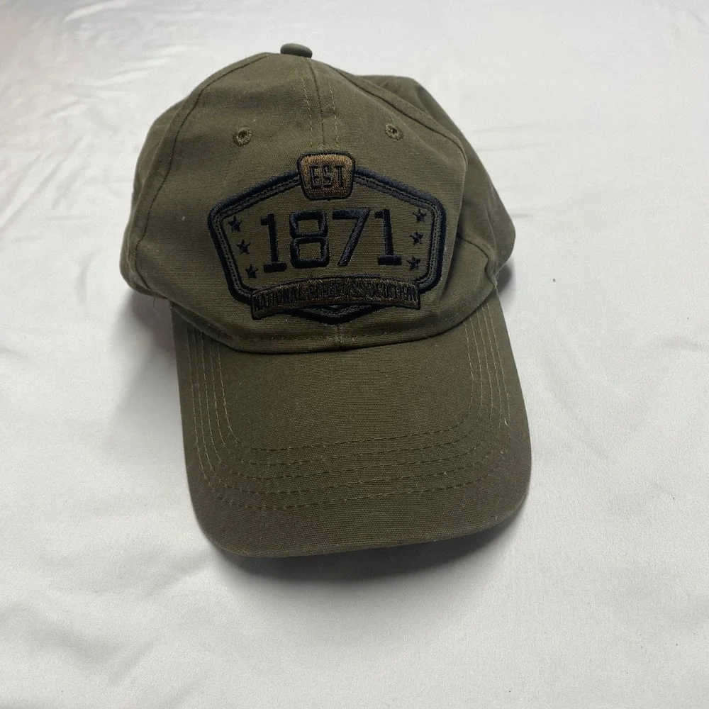 NRA Est 1871 Embroidered Patch Baseball Cap Olive Green Adjustable Hat